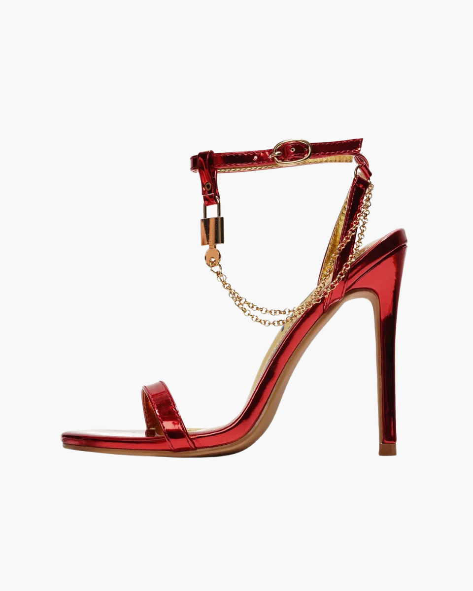 Isotta – Bold design – Gold chain ankle strap stiletto heels-15137993425280-Santi Vento Atelier