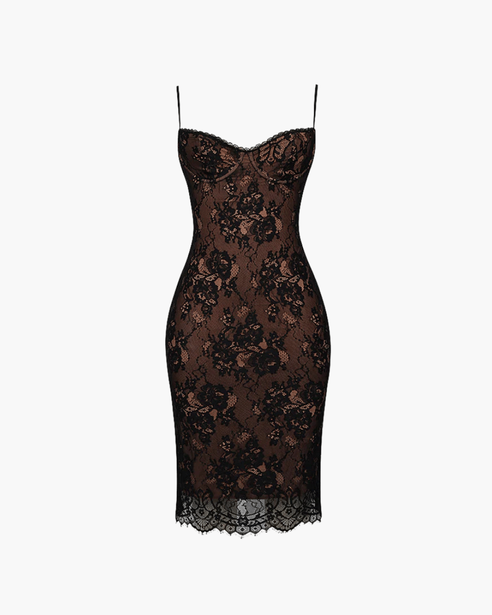 Ivana – Delicate lace overlay – Midi dress-15139771613568-Santi Vento Atelier