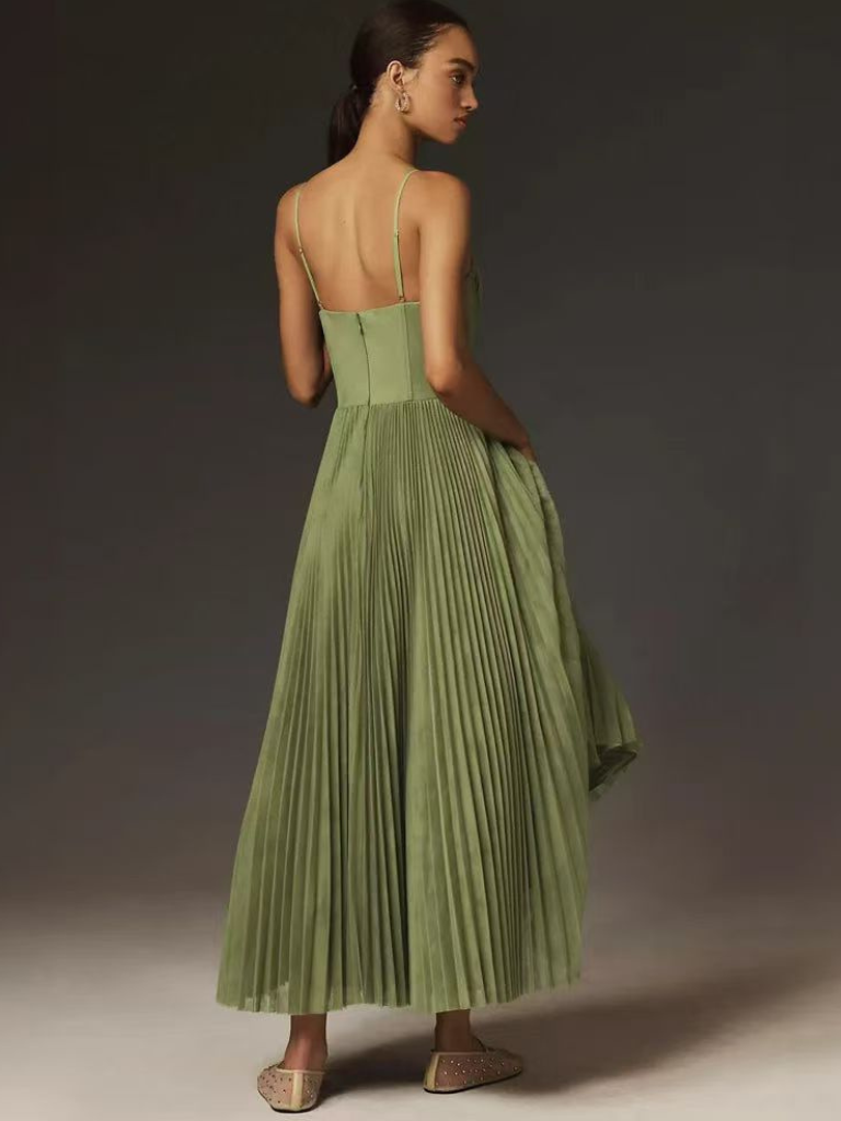 Verelisse – Pleated romance – Corset midi dress-15150397030784-Santi Vento Atelier