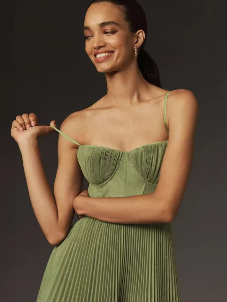 Verelisse – Pleated romance – Corset midi dress-15150397030784-Santi Vento Atelier