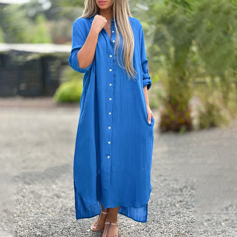 Julieta – Relaxed button-down – Linen maxi dress-15148957696384-Santi Vento Atelier