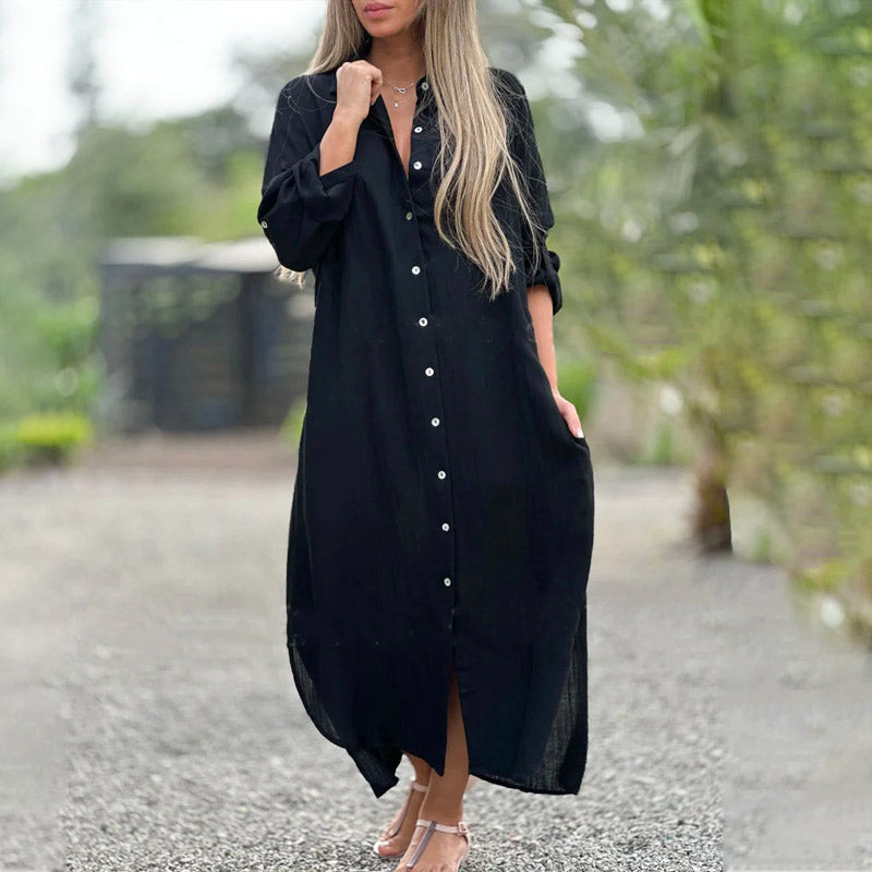 Julieta – Relaxed button-down – Linen maxi dress-15148957696384-Santi Vento Atelier