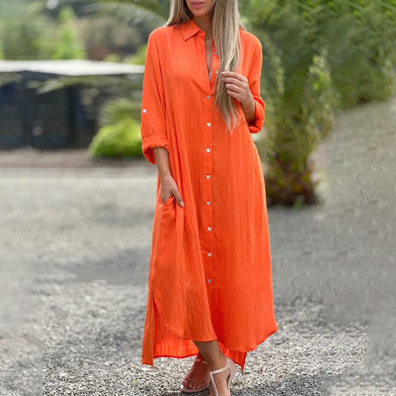 Julieta – Relaxed button-down – Linen maxi dress-15148957696384-Santi Vento Atelier