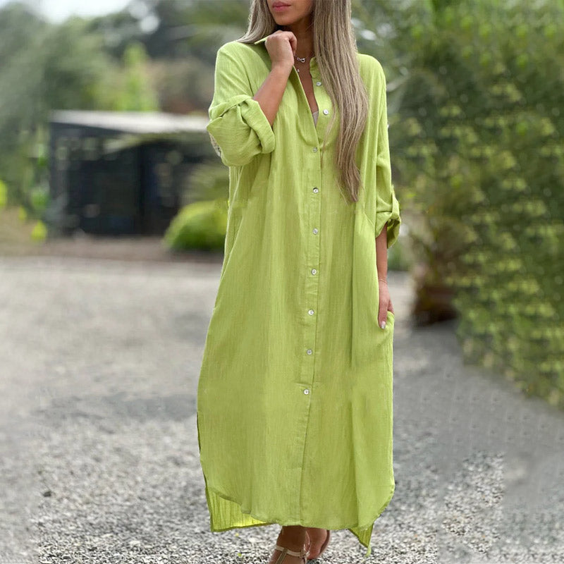 Julieta – Relaxed button-down – Linen maxi dress-15148957696384-Santi Vento Atelier