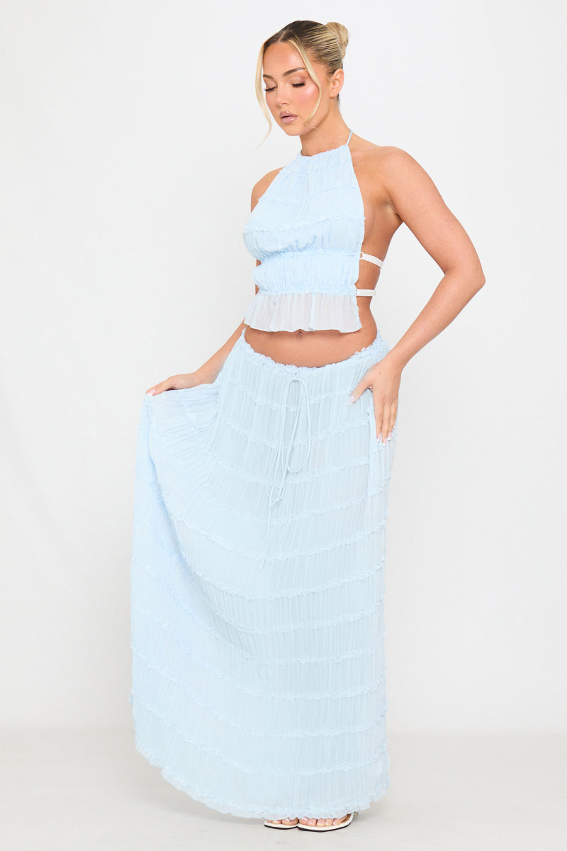 Levi – Textured tiers – Halter co-ord set-15150377173376-Santi Vento Atelier