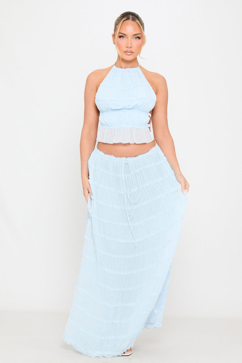 Levi – Textured tiers – Halter co-ord set-15150377173376-Santi Vento Atelier