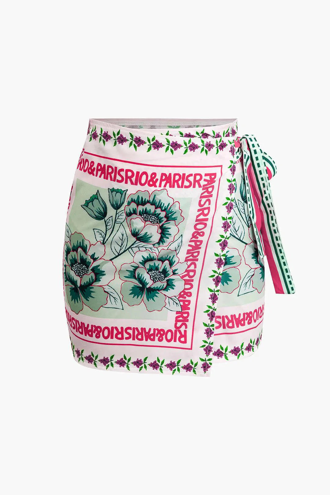Licia – Knot detail – Floral wrap mini skirt-15140933206400-Santi Vento Atelier