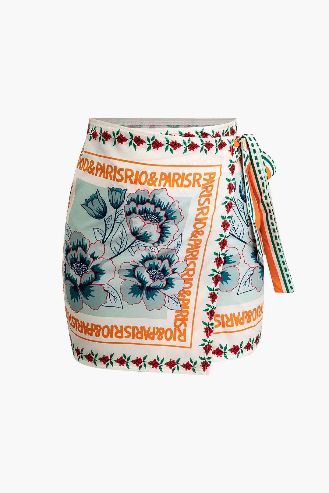 Licia – Knot detail – Floral wrap mini skirt-15140933206400-Santi Vento Atelier