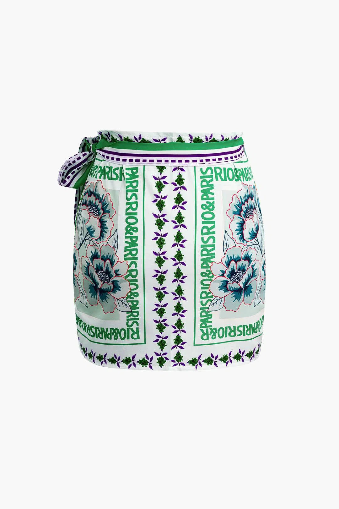 Licia – Knot detail – Floral wrap mini skirt-15140933206400-Santi Vento Atelier
