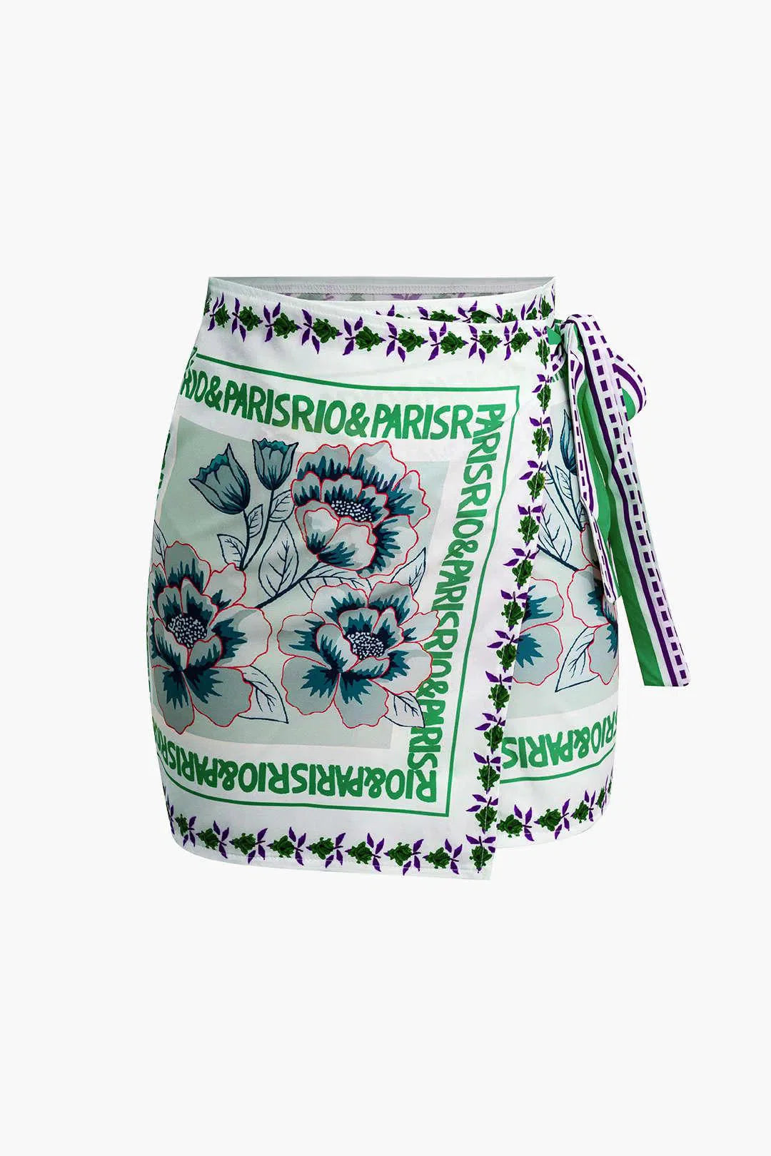 Licia – Knot detail – Floral wrap mini skirt-15140933206400-Santi Vento Atelier