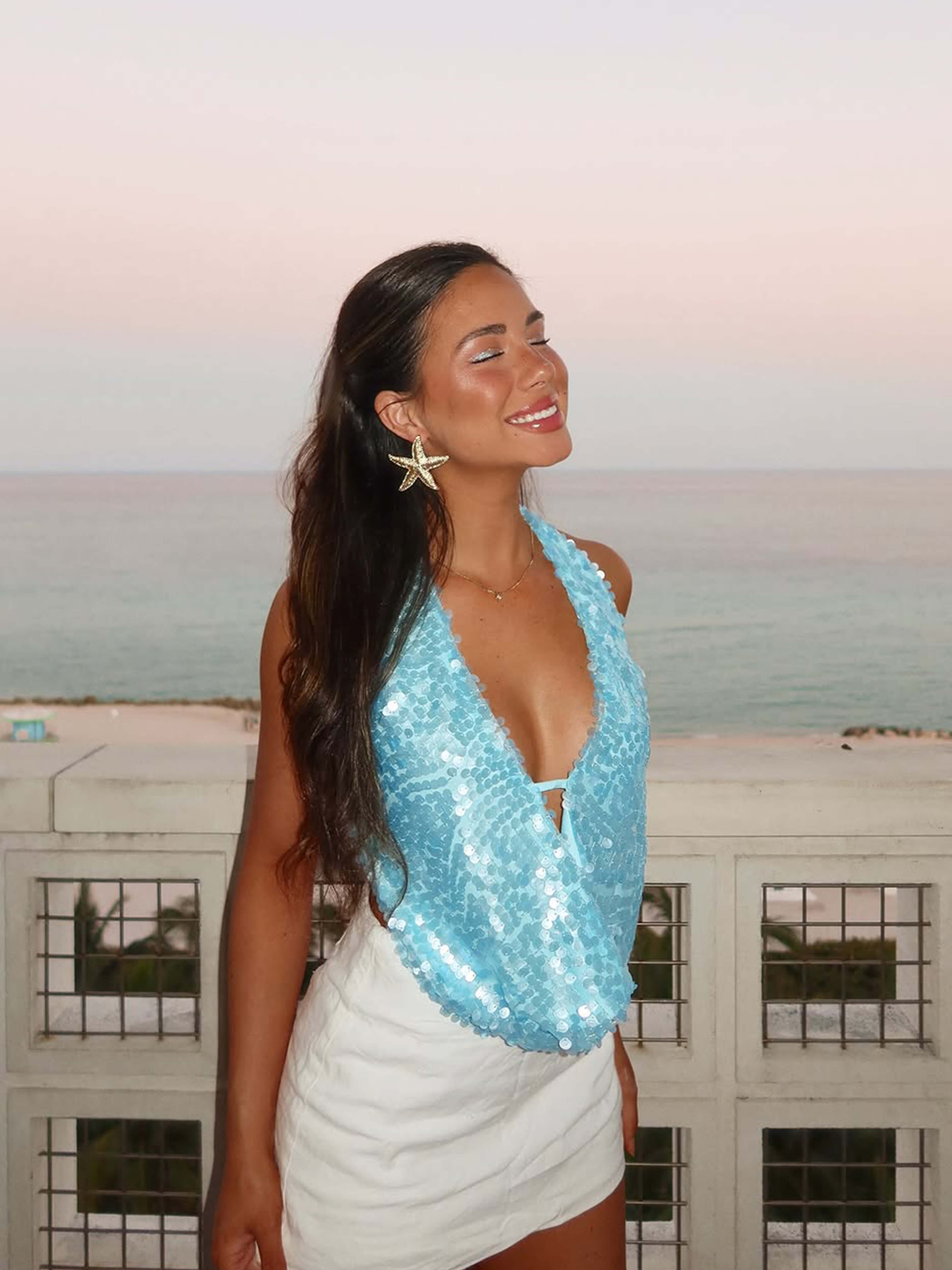 Liora – Deep plunge sequin – Halter top-15157941272960-Santi Vento Atelier