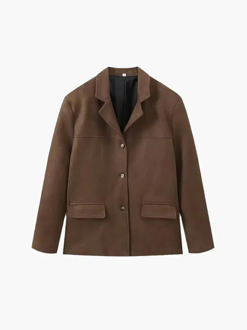 Lorenza – Structured shoulders – Suede blazer-15137996308864-Santi Vento Atelier