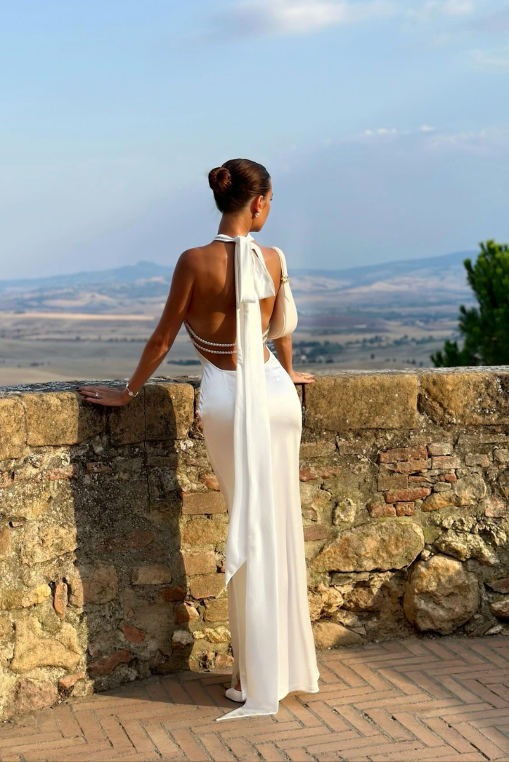 Lucerelle – Satin halter – Backless evening gown-15151057502592-Santi Vento Atelier