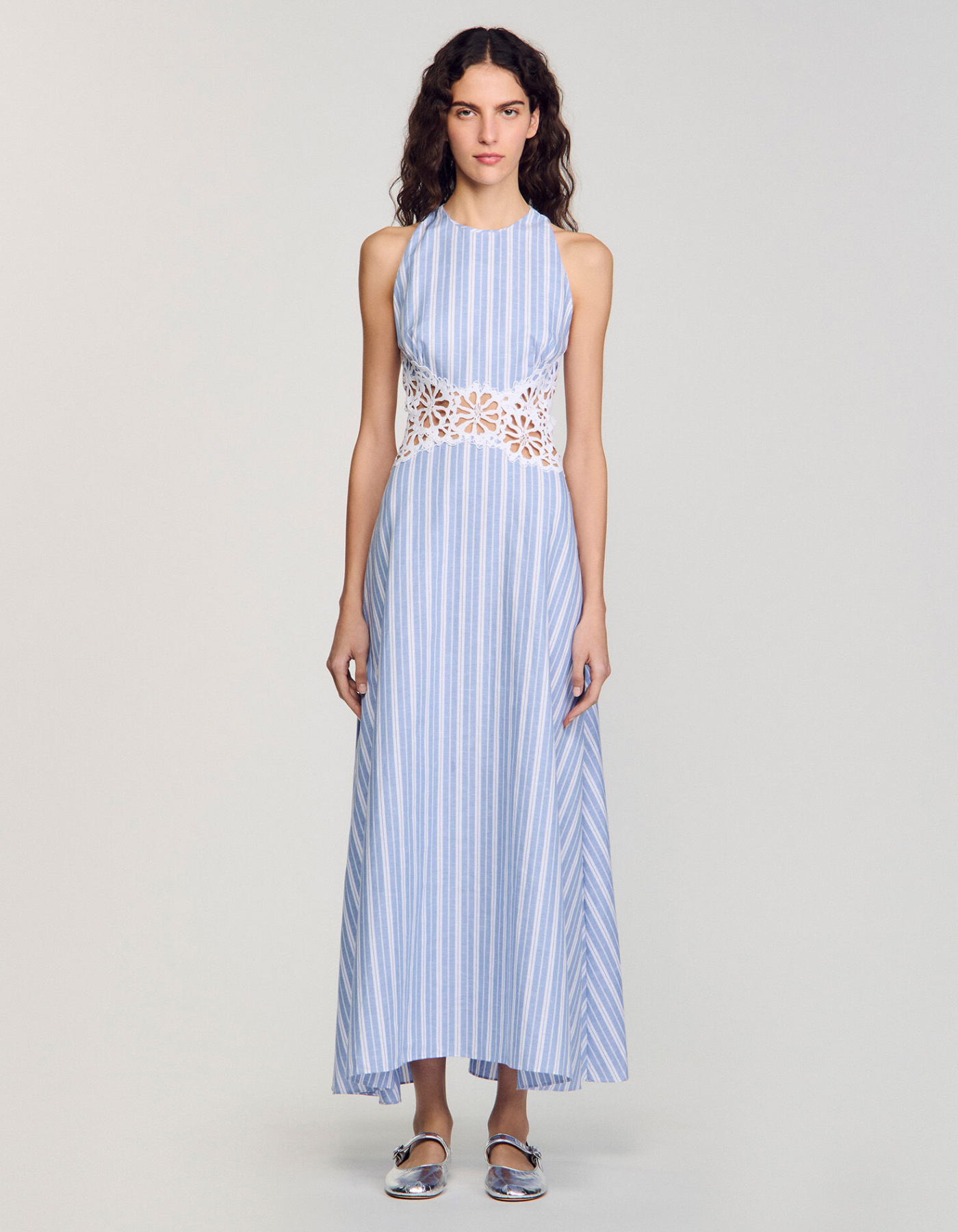 Lunarae – Lace cutout detail – Striped midi dress-15173824315776-Santi Vento Atelier