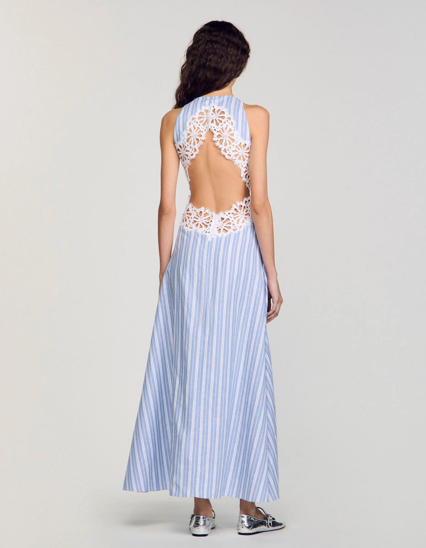 Lunarae – Lace cutout detail – Striped midi dress-15173824315776-Santi Vento Atelier