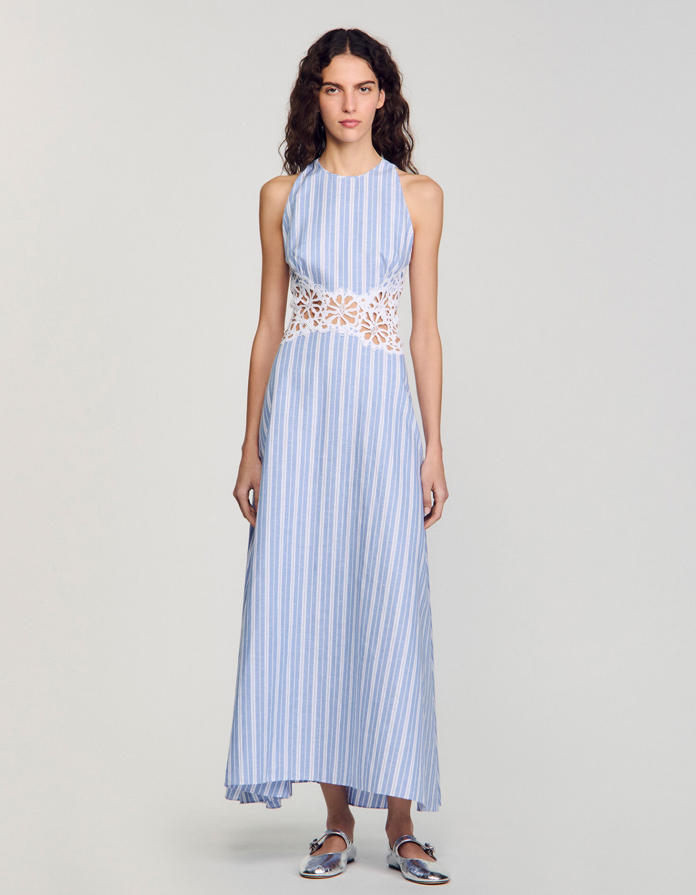 Lunarae – Lace cutout detail – Striped midi dress-15173824315776-Santi Vento Atelier