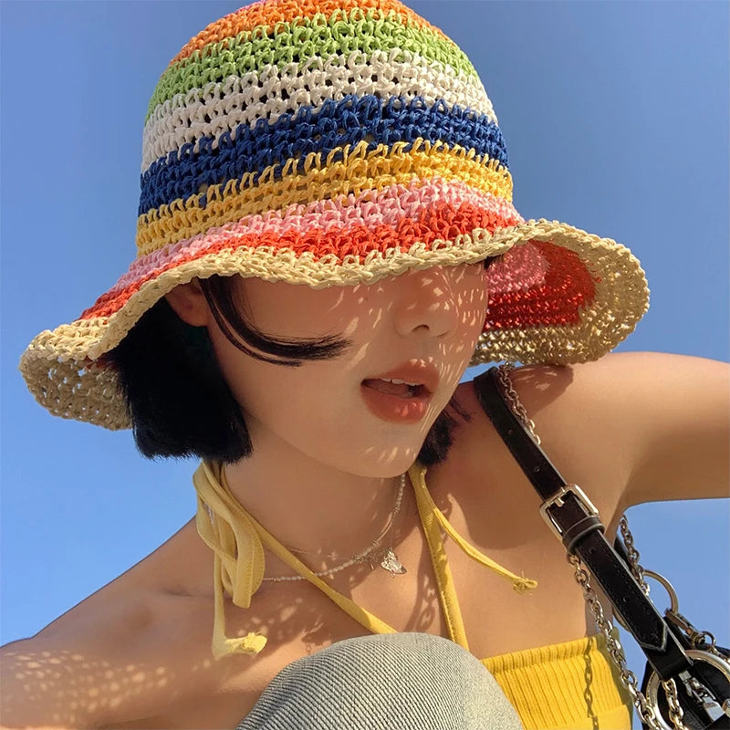 Lunaria – Rainbow stripe – Crochet sun hat-15144672067968-Santi Vento Atelier