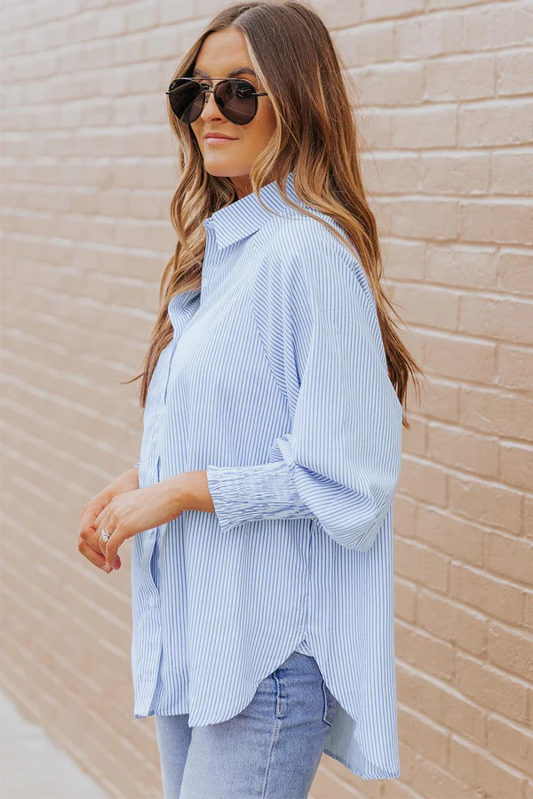 Lunella – Pinstripe detail – Button-up blouse-15173824283008-Santi Vento Atelier
