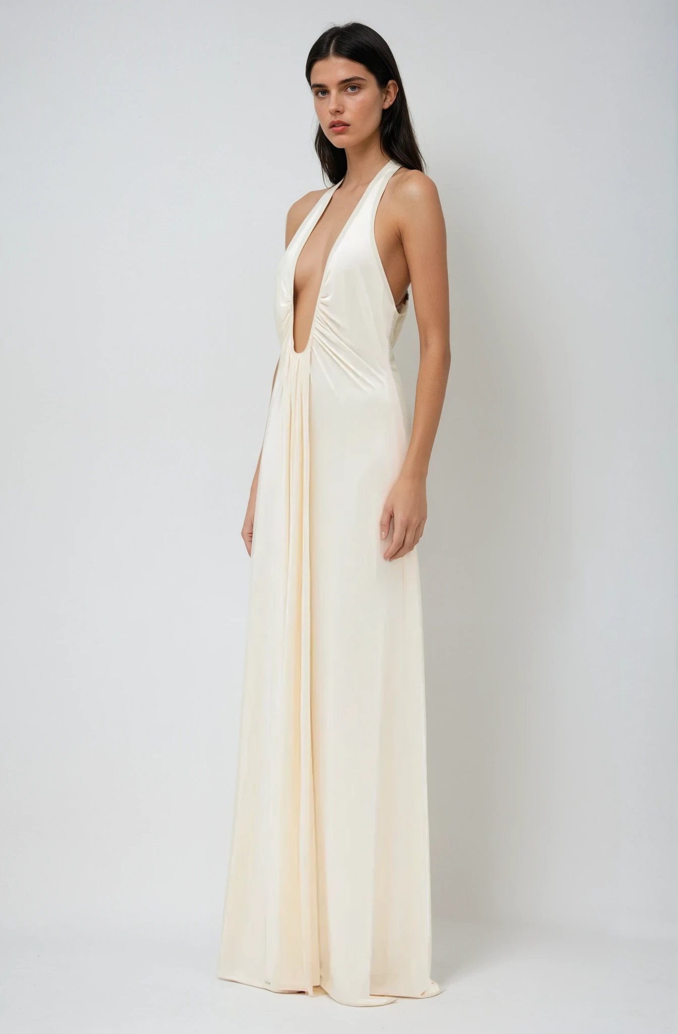 Lunèra – Plunging elegance – Maxi dress-15170322694528-Santi Vento Atelier