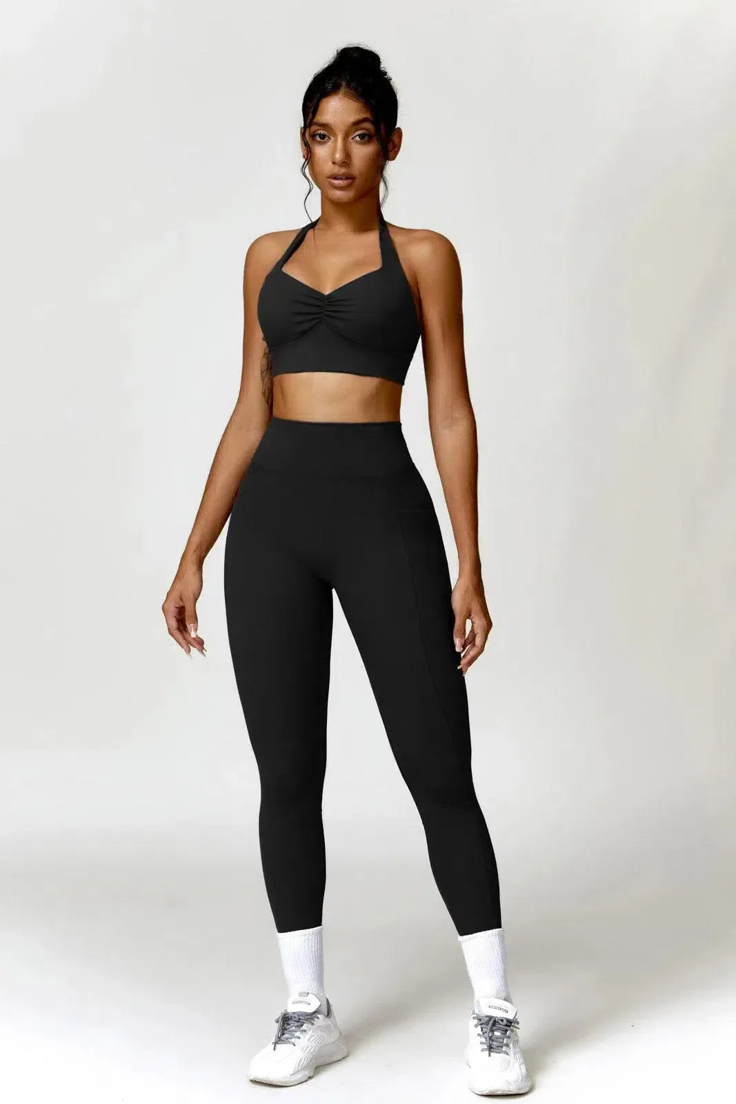 Mahina – Ruched detail – Sports bra & leggings set-15138002993536-Santi Vento Atelier