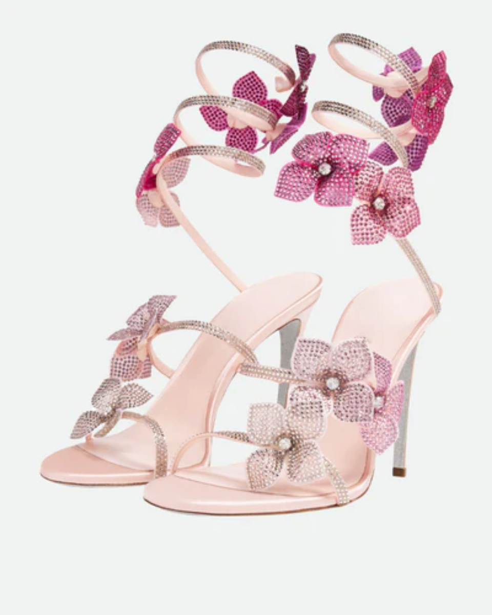 Margeline – Crystal-embellished satin – Floral appliqué heels-15137993195904-Santi Vento Atelier