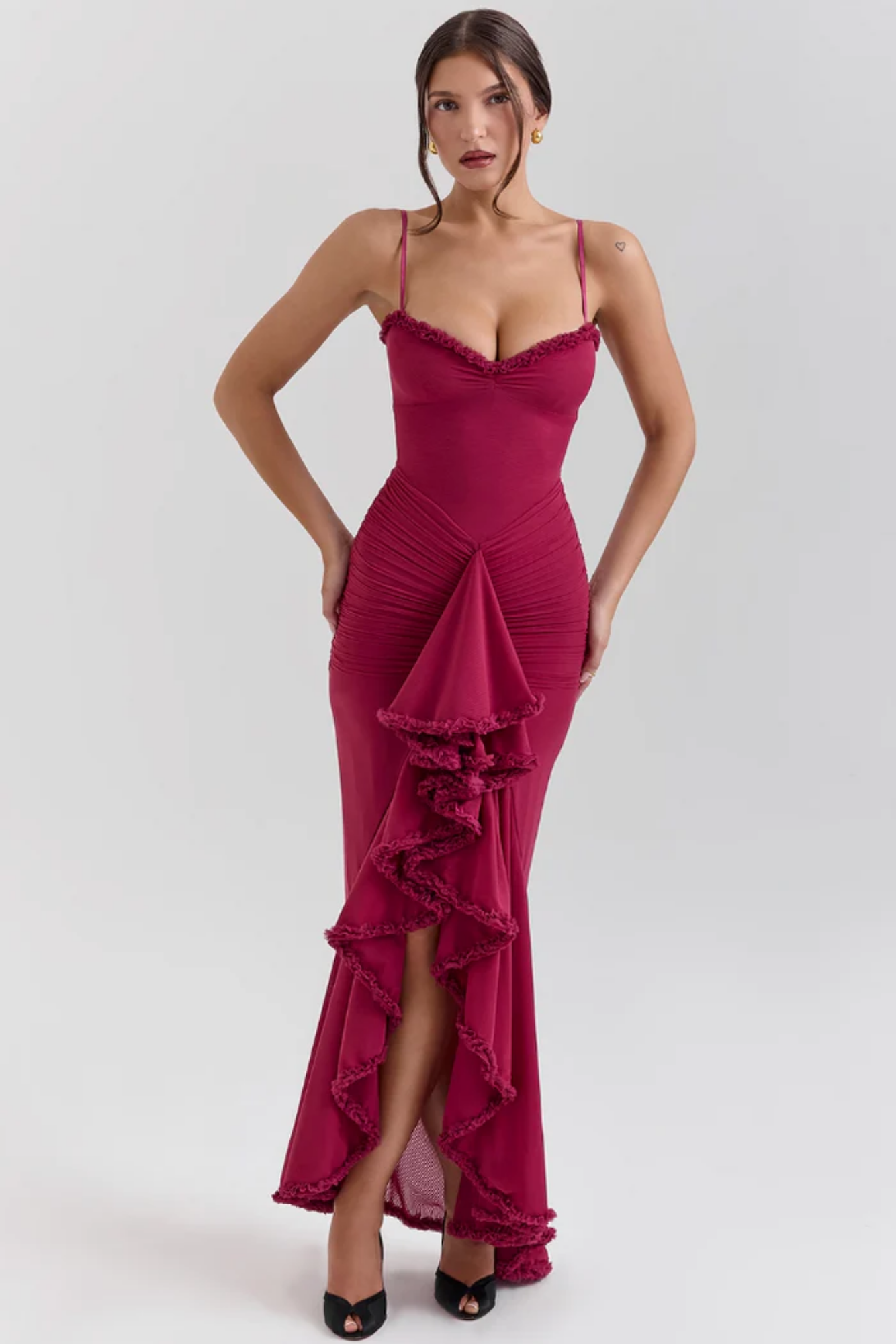 Mariselle – Ruffled drape – Mesh corset gown-15151291400576-Santi Vento Atelier