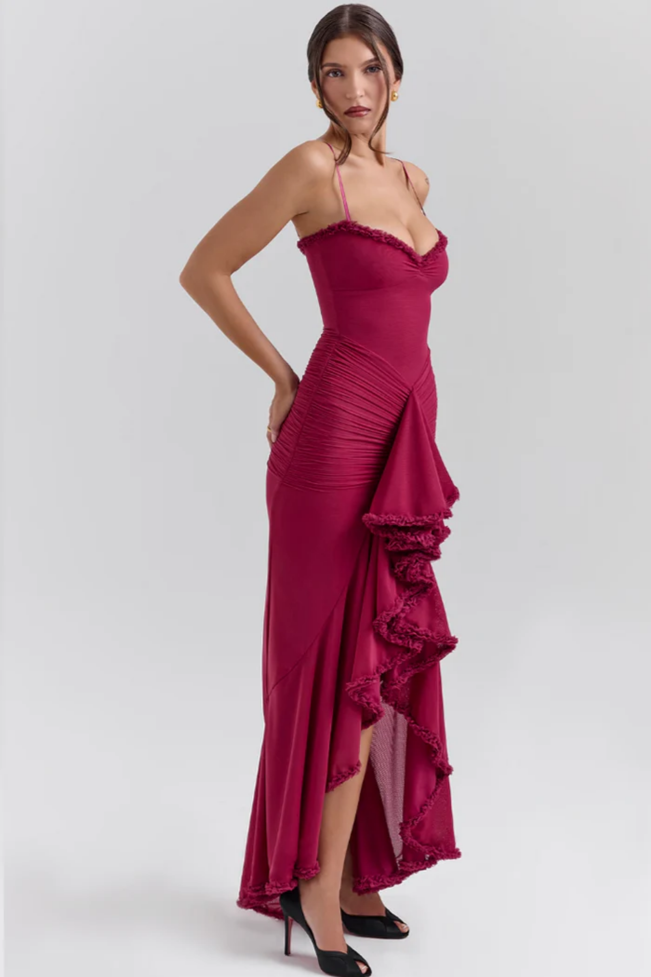 Mariselle – Ruffled drape – Mesh corset gown-15151291400576-Santi Vento Atelier
