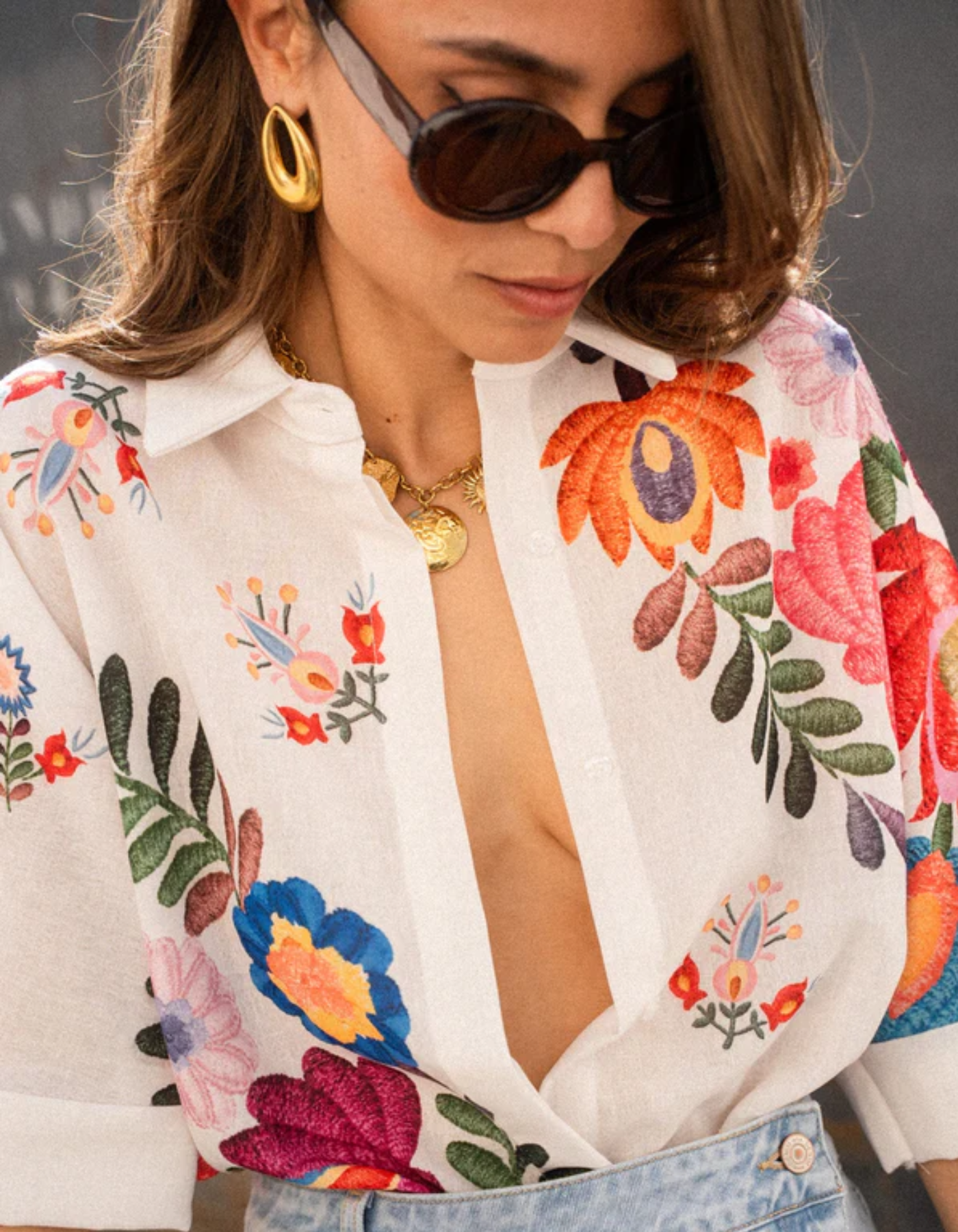 Marizette – Floral embroidery – Linen blouse-15155708133760-Santi Vento Atelier