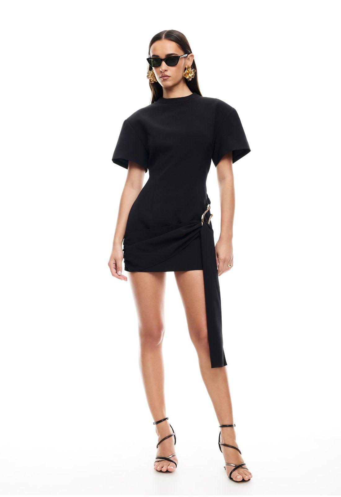 Martini Onyx – Asymmetrical draping – Mini dress-15140815438208-Santi Vento Atelier
