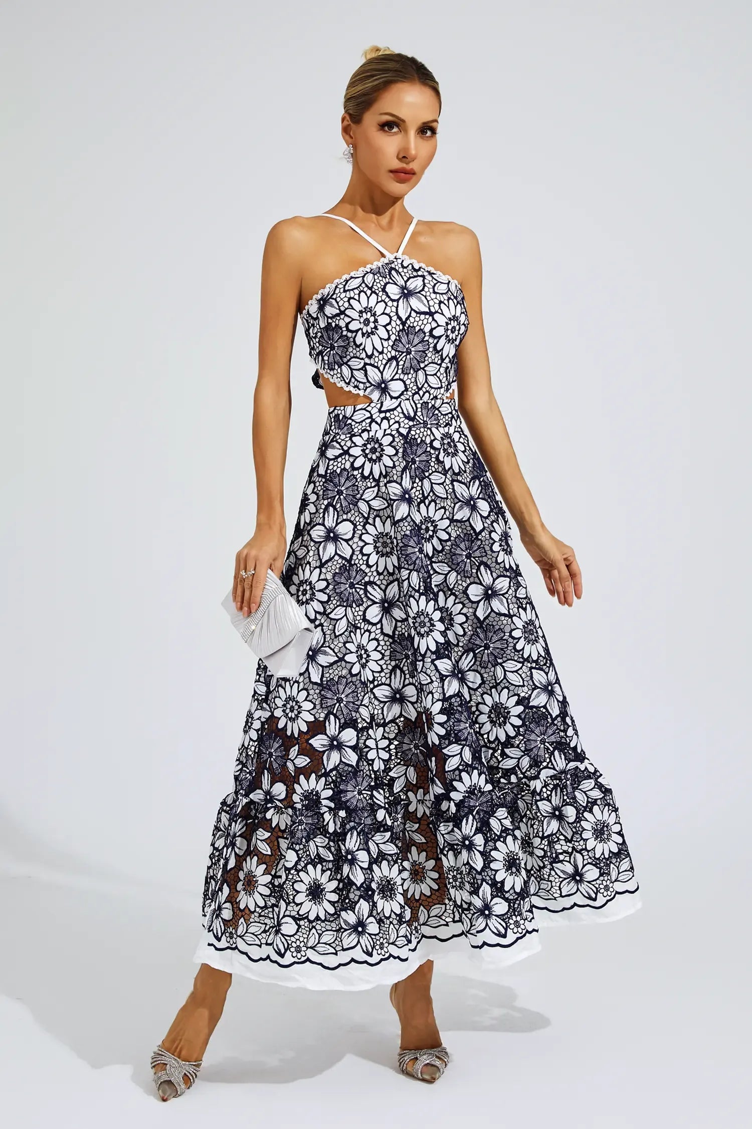 Floretta – Floral lace charm – Halter midi dress-15147056234880-Santi Vento Atelier