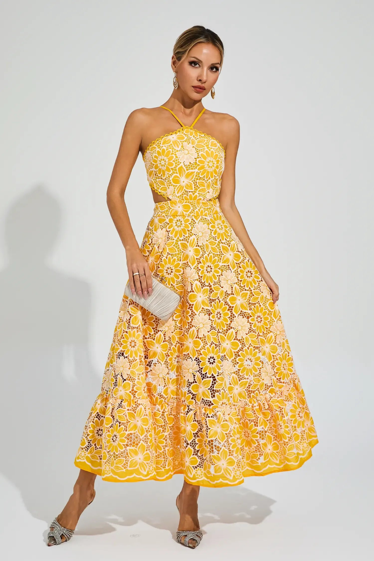 Floretta – Floral lace charm – Halter midi dress-15147056234880-Santi Vento Atelier