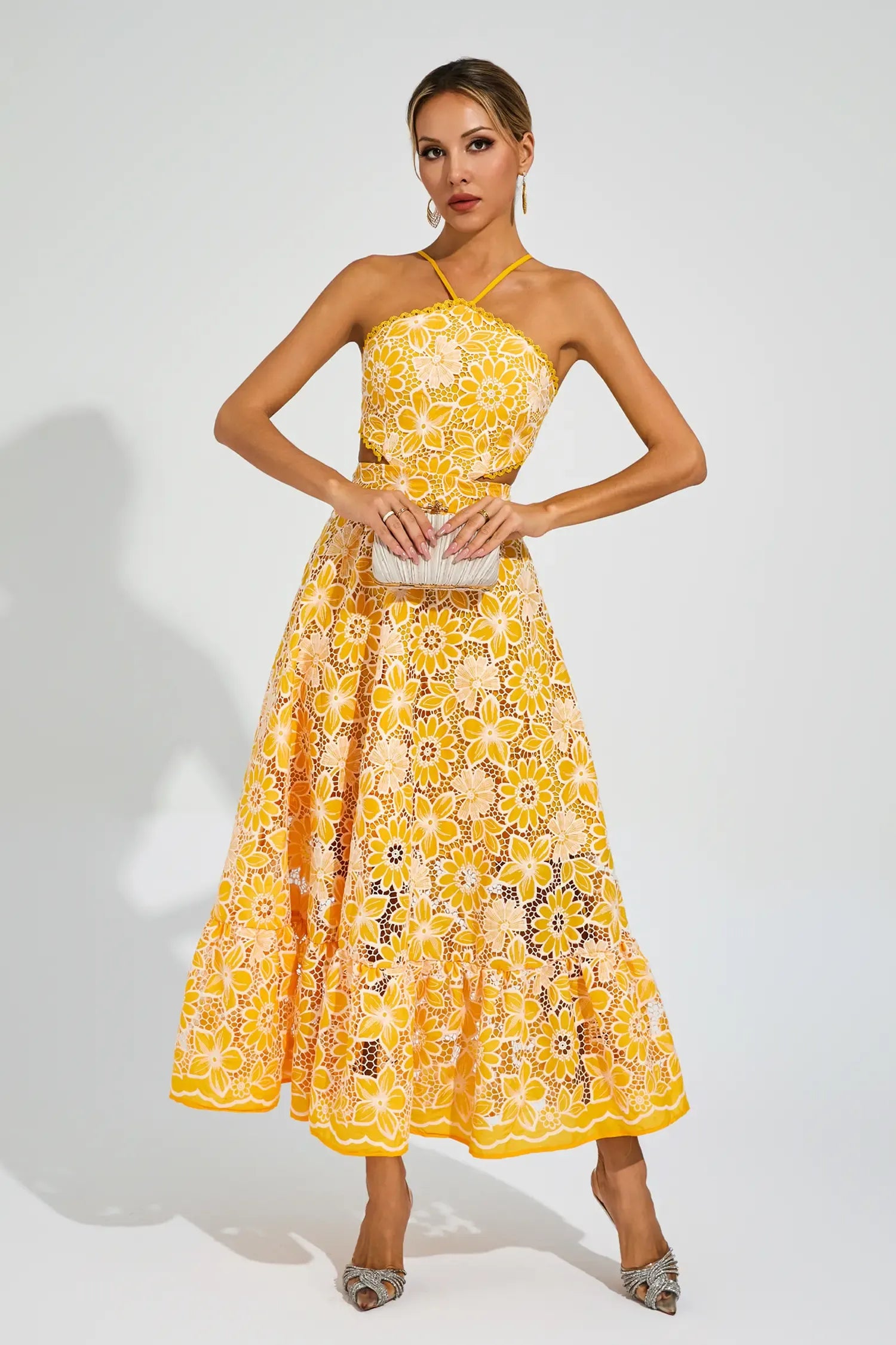 Floretta – Floral lace charm – Halter midi dress-15147056234880-Santi Vento Atelier