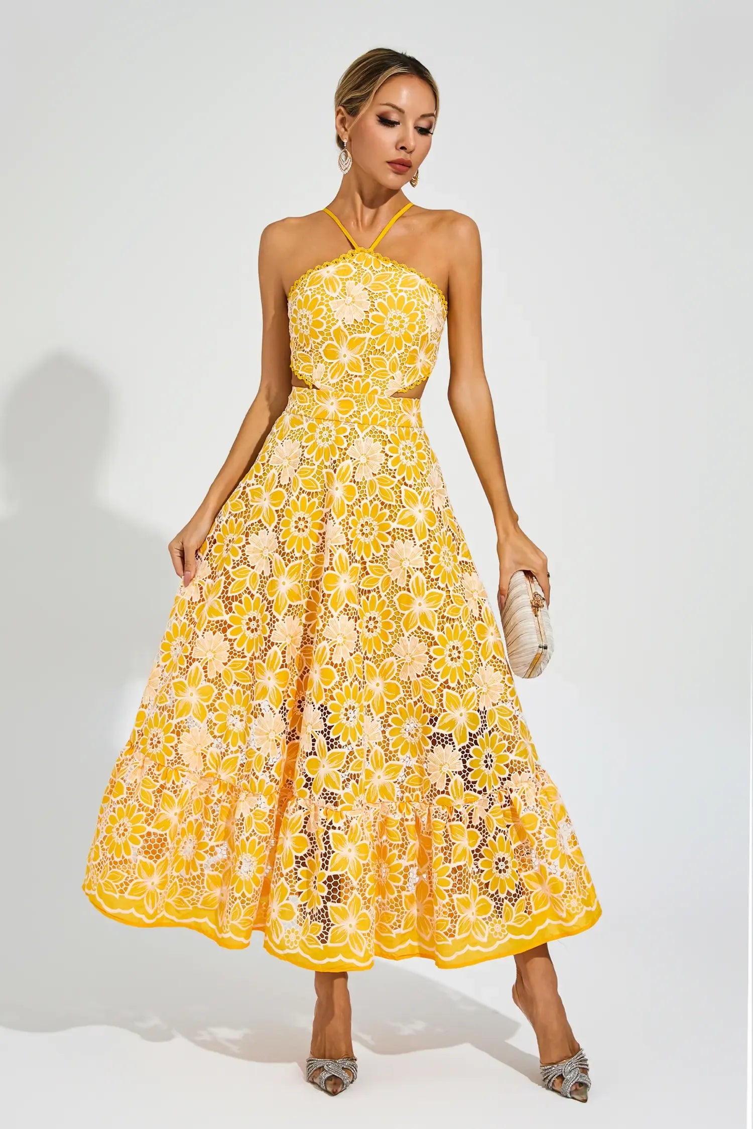 Floretta – Floral lace charm – Halter midi dress-15147056234880-Santi Vento Atelier