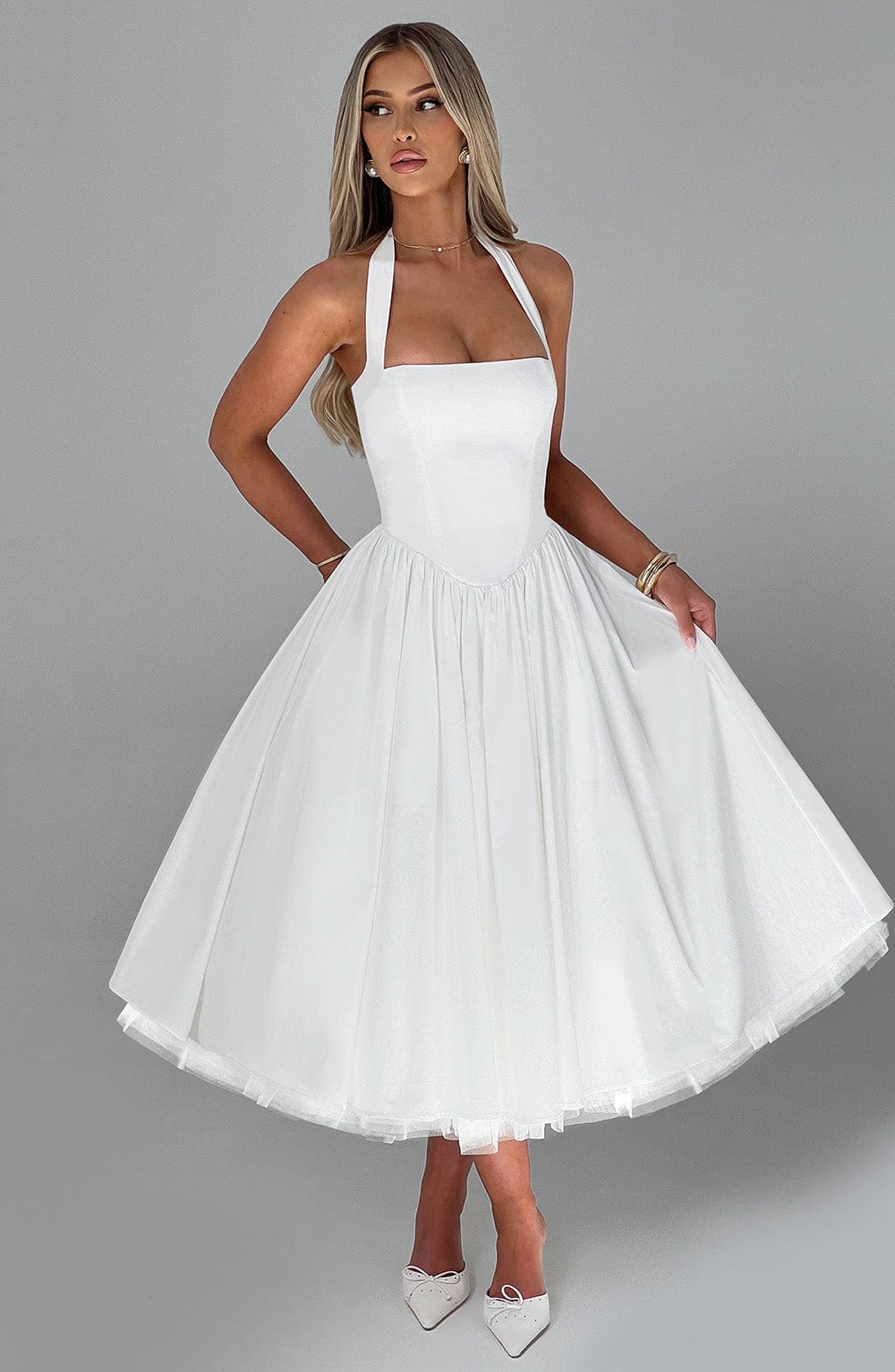 Monétine – Lace-up corset detail – Midi dress-15139772727680-Santi Vento Atelier
