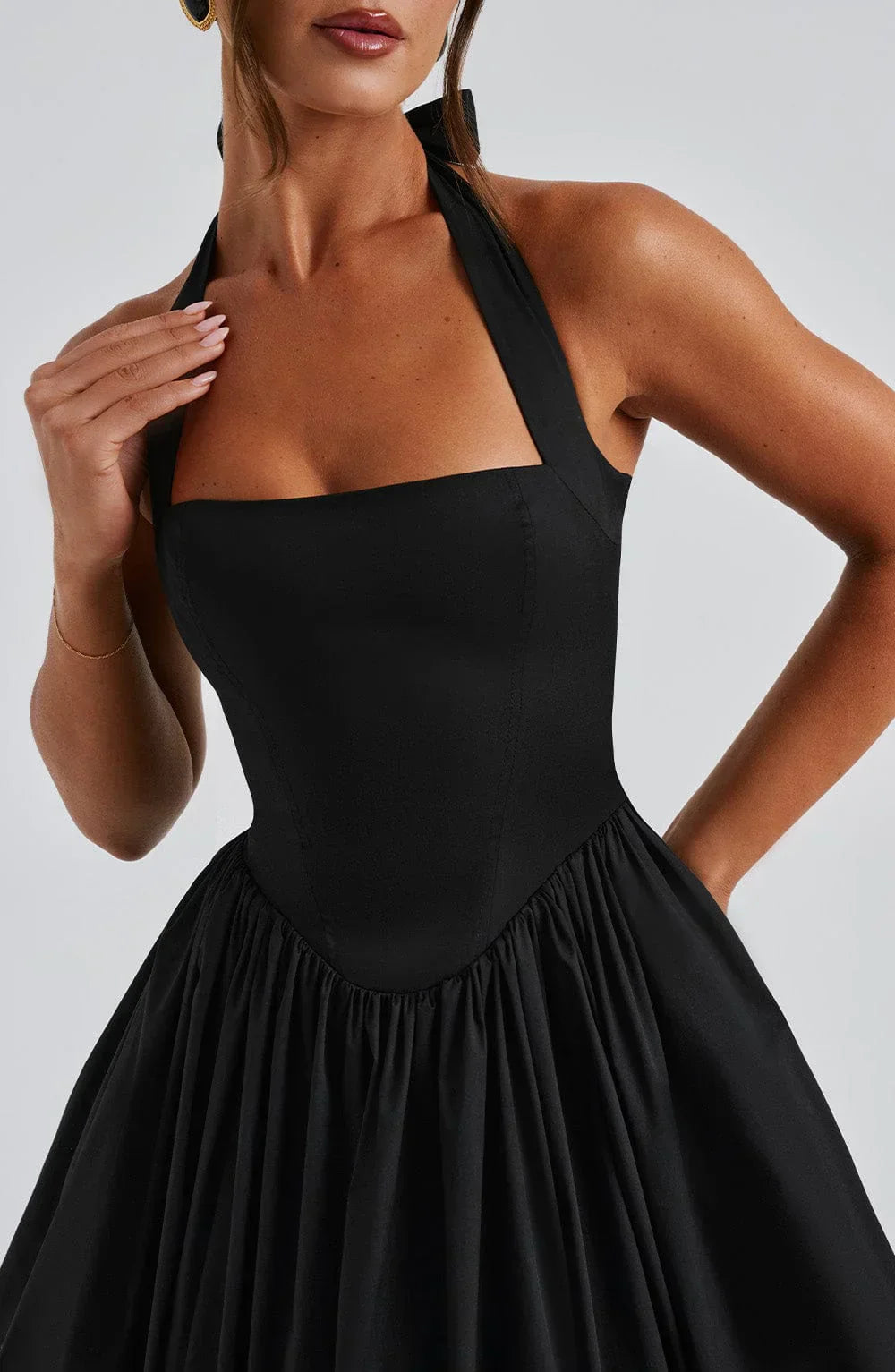 Monétine – Lace-up corset detail – Midi dress-15139772727680-Santi Vento Atelier