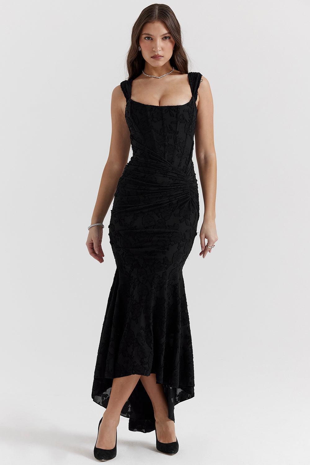 Mylah – Ruched bodice – Lace maxi dress-15139767648640-Santi Vento Atelier