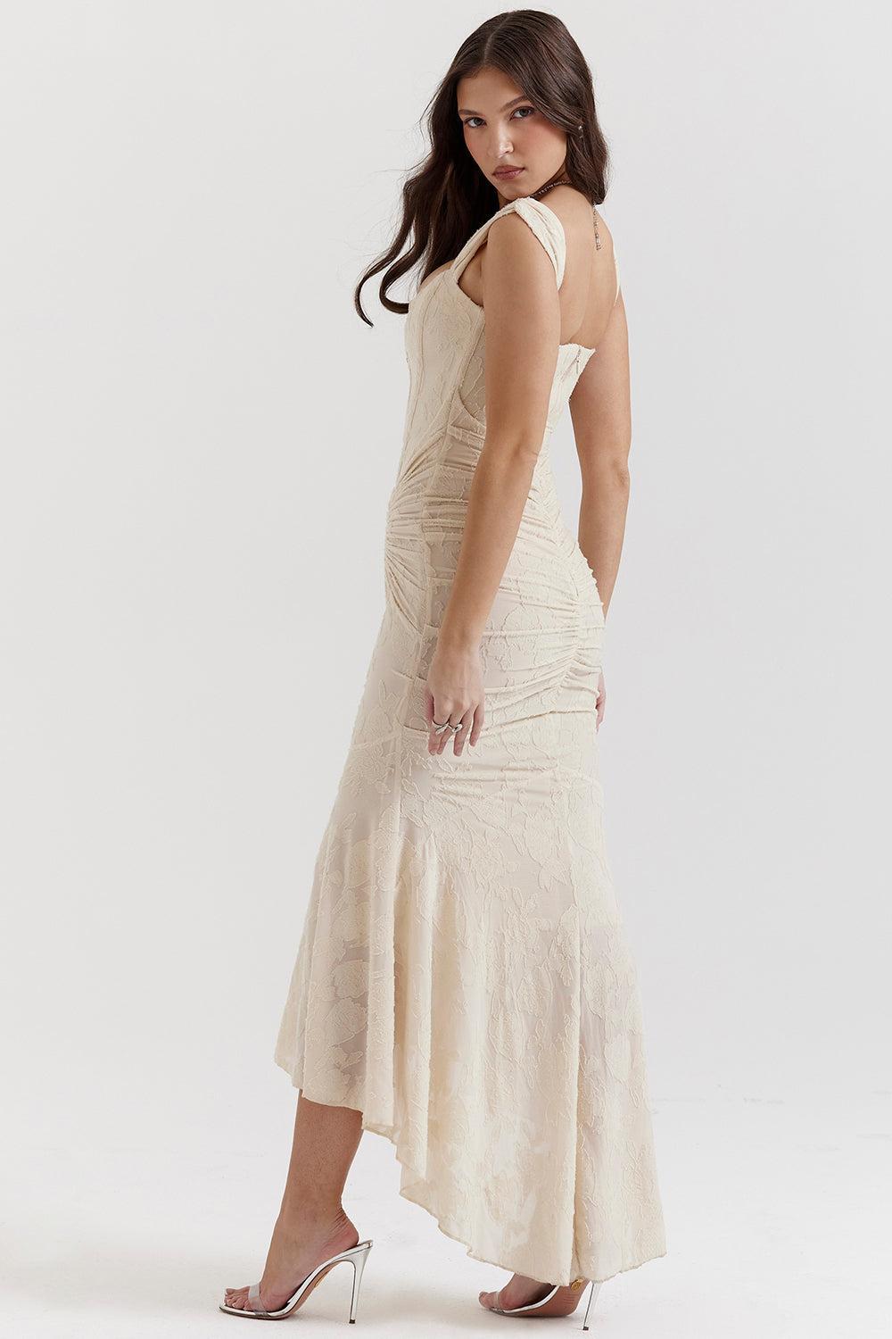 Mylah – Ruched bodice – Lace maxi dress-15139767648640-Santi Vento Atelier