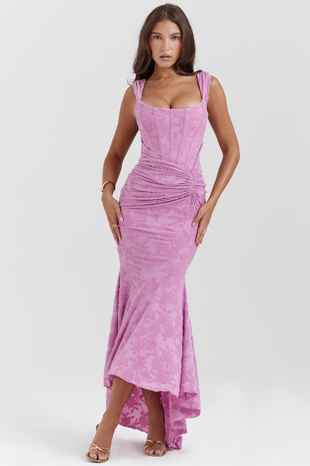 Mylah – Ruched bodice – Lace maxi dress-15139767648640-Santi Vento Atelier