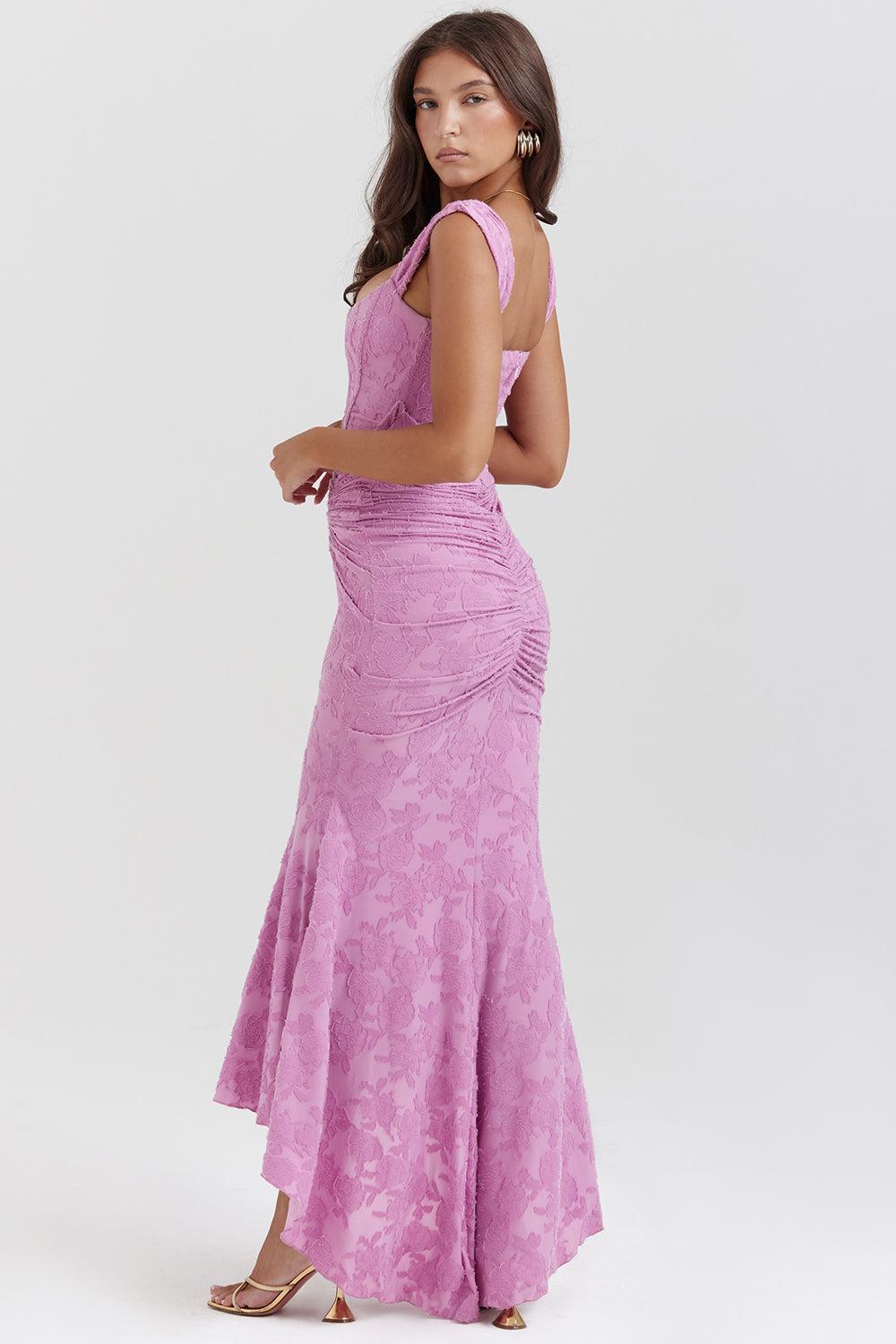 Mylah – Ruched bodice – Lace maxi dress-15139767648640-Santi Vento Atelier