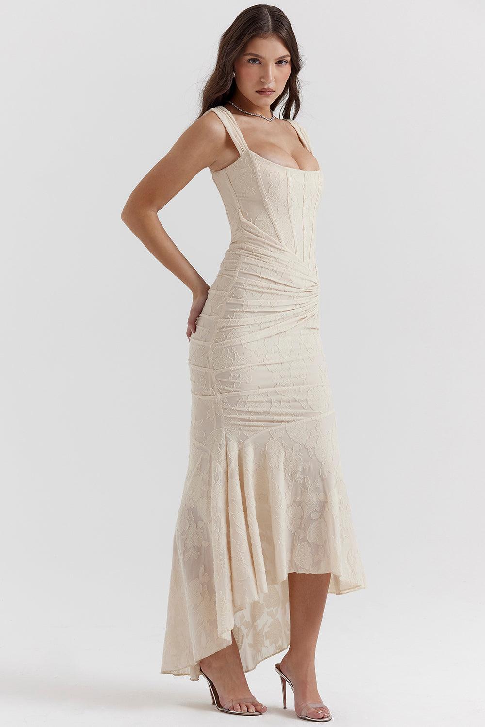 Mylah – Ruched bodice – Lace maxi dress-15139767648640-Santi Vento Atelier