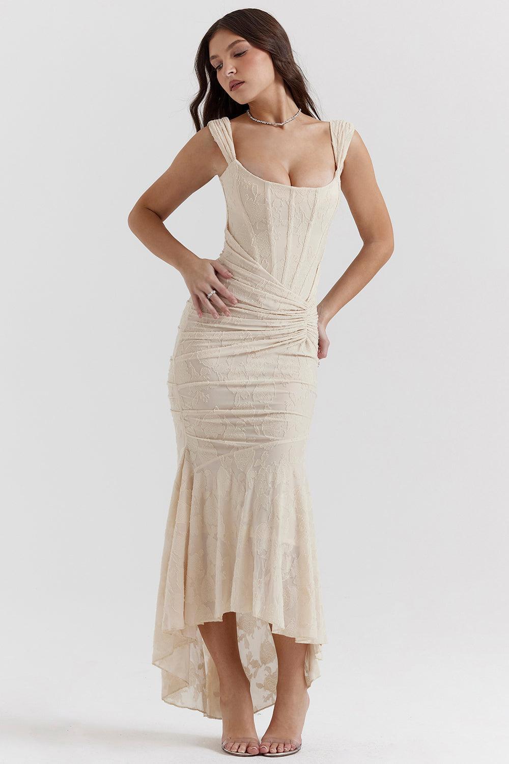 Mylah – Ruched bodice – Lace maxi dress-15139767648640-Santi Vento Atelier