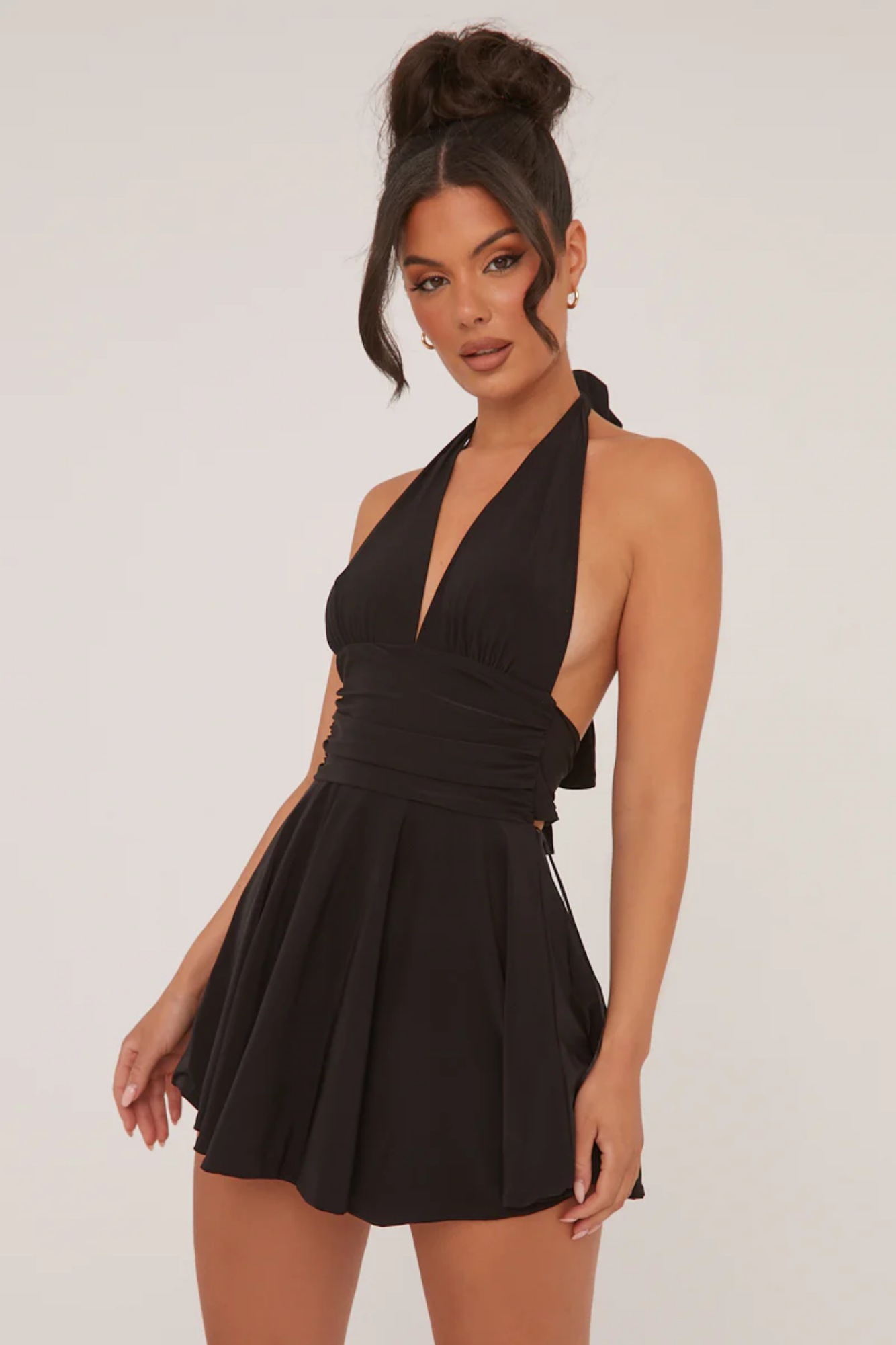 Nerisse – Plunge halter – Skater mini dress-15164535538048-Santi Vento Atelier