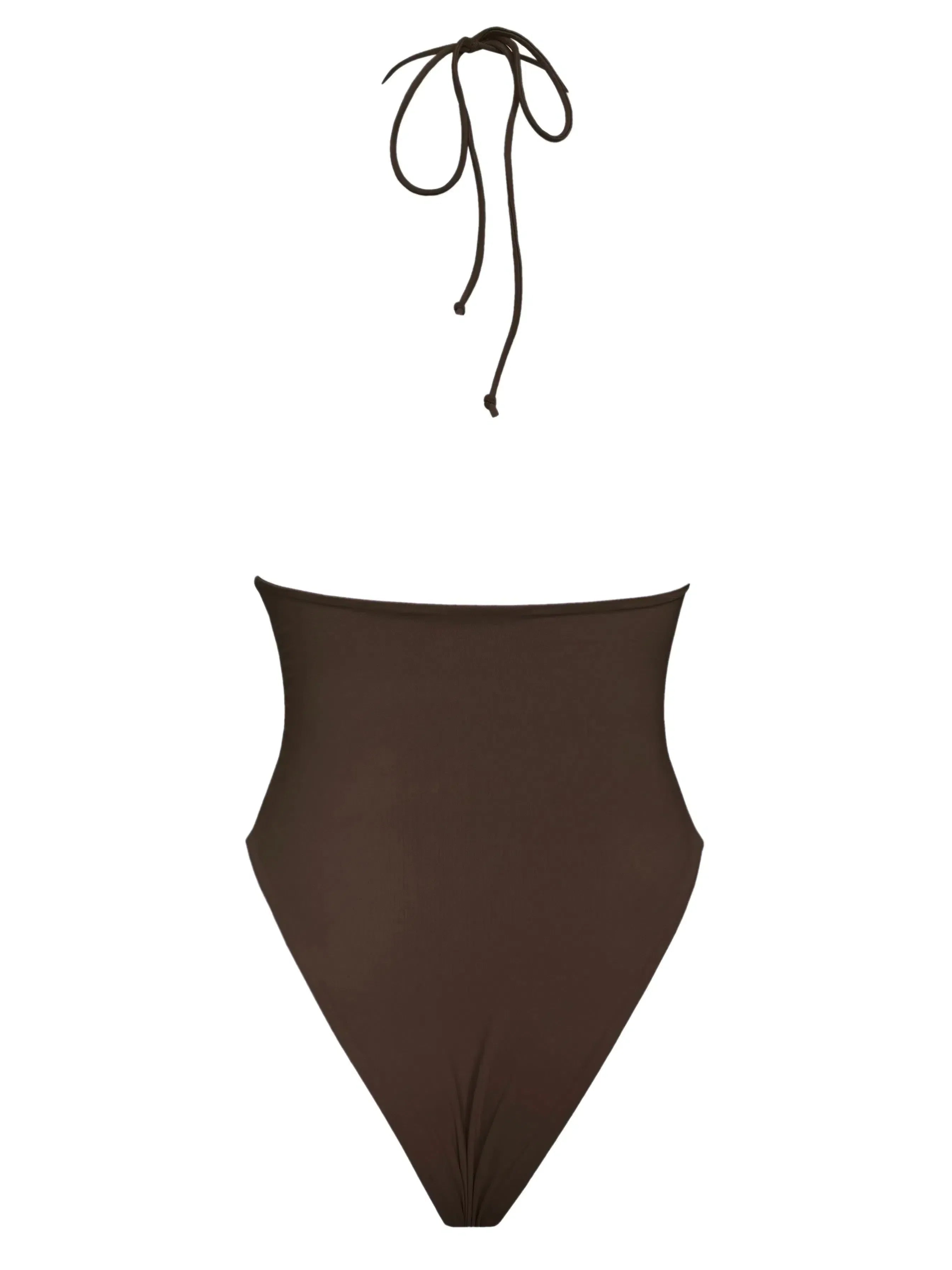 Nixie – V-cut bottom – Espresso one-piece swimsuit-15138007613824-Santi Vento Atelier