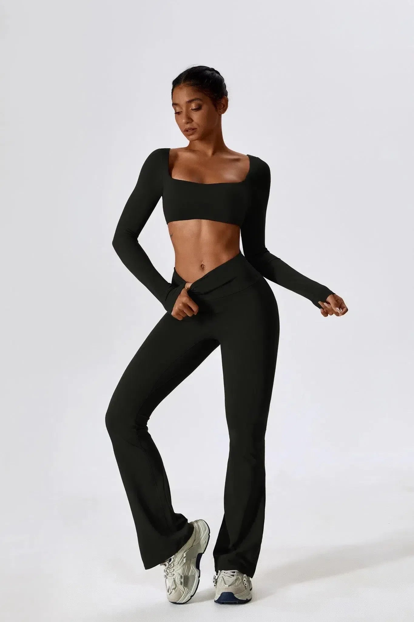 Oceane – Square neckline – Crop top & leggings set-15138002862464-Santi Vento Atelier