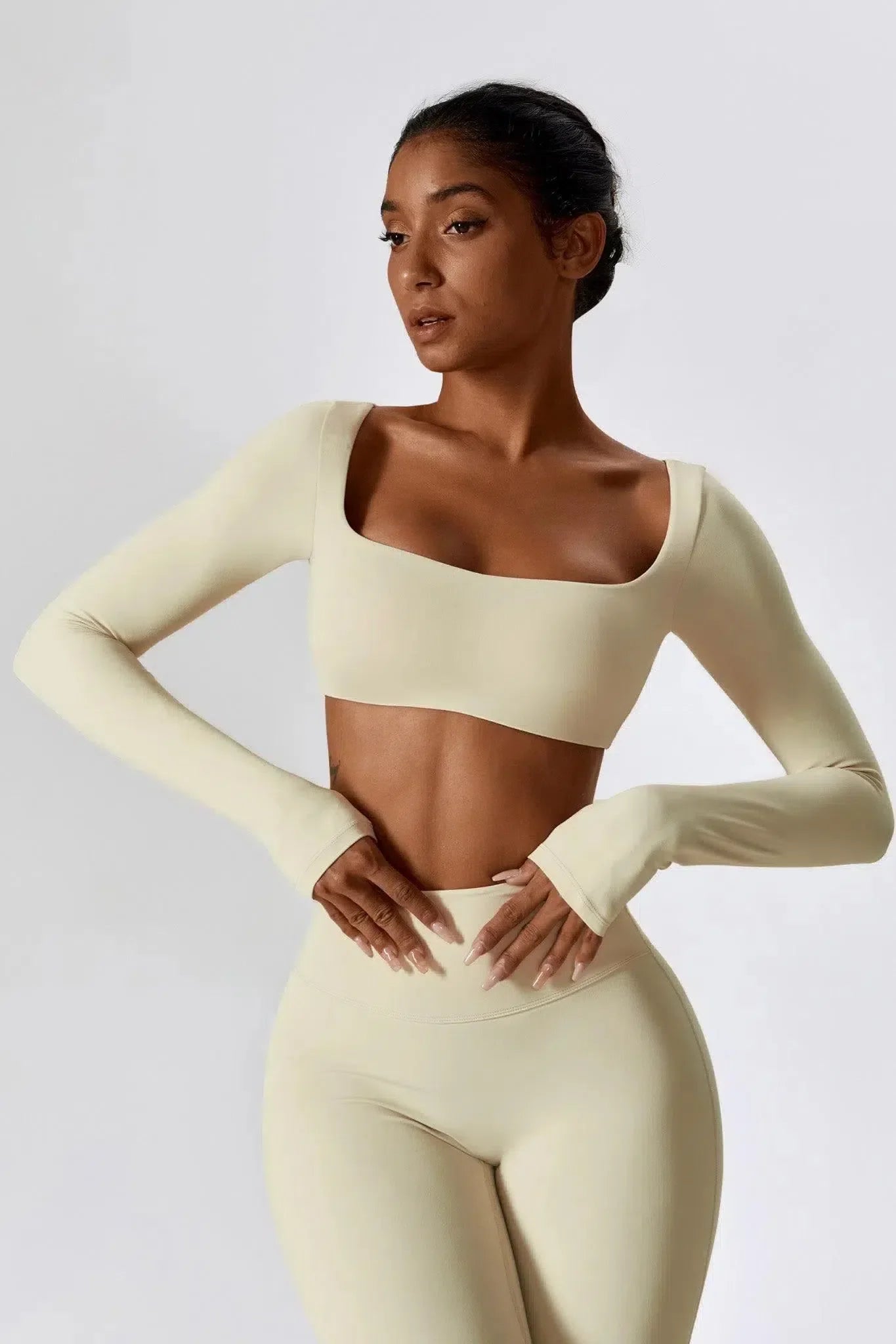 Oceane – Square neckline – Crop top & leggings set-15138002862464-Santi Vento Atelier