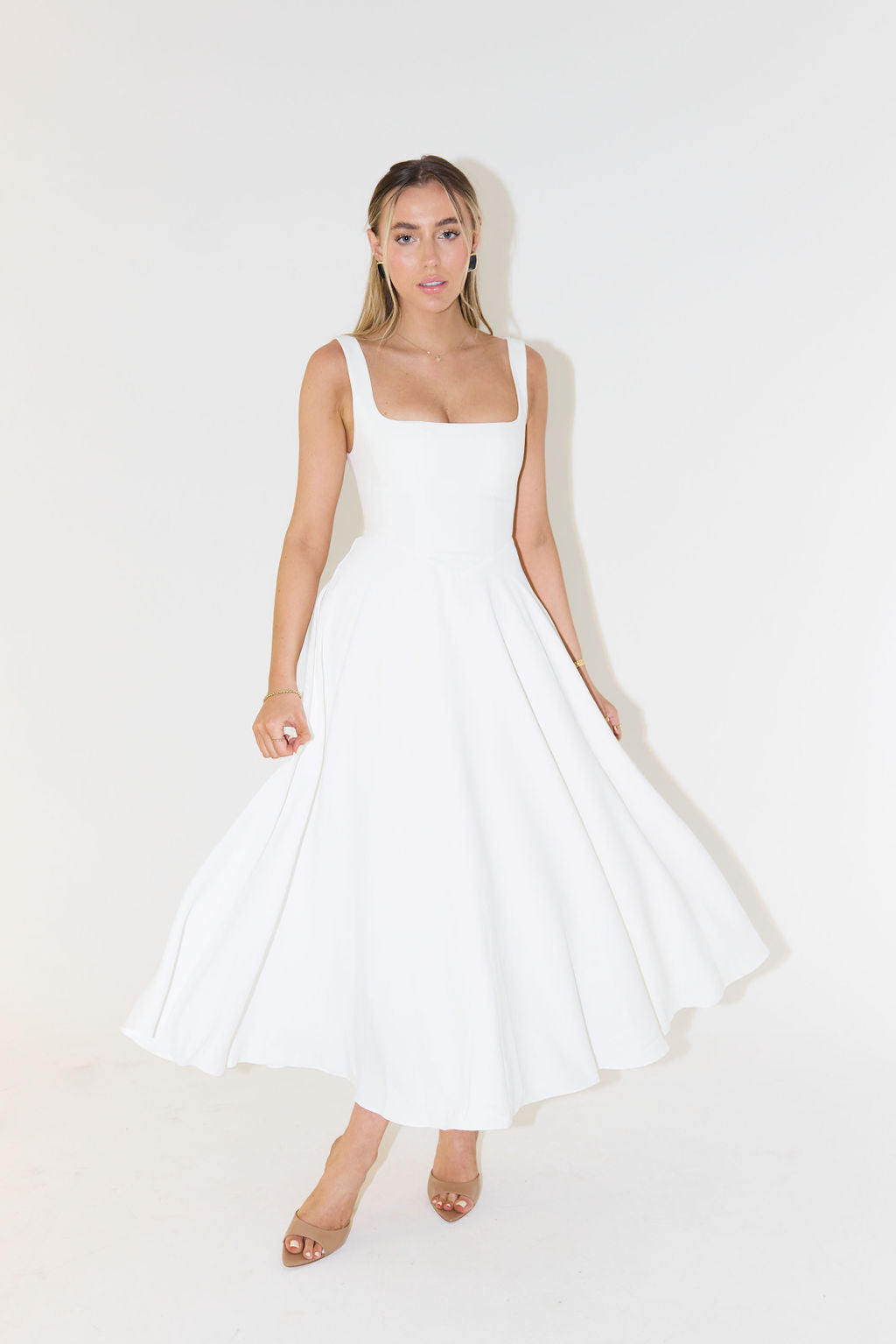 Sophiara – Square neckline grace – Midi dress-15139772498304-Santi Vento Atelier