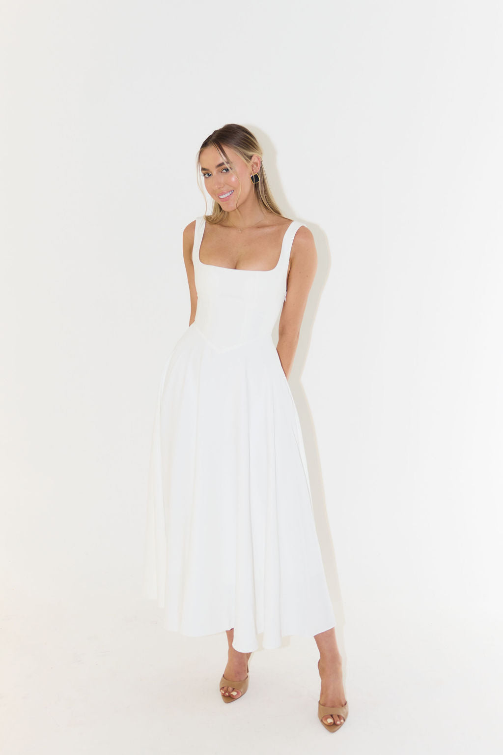 Sophiara – Square neckline grace – Midi dress-15139772498304-Santi Vento Atelier