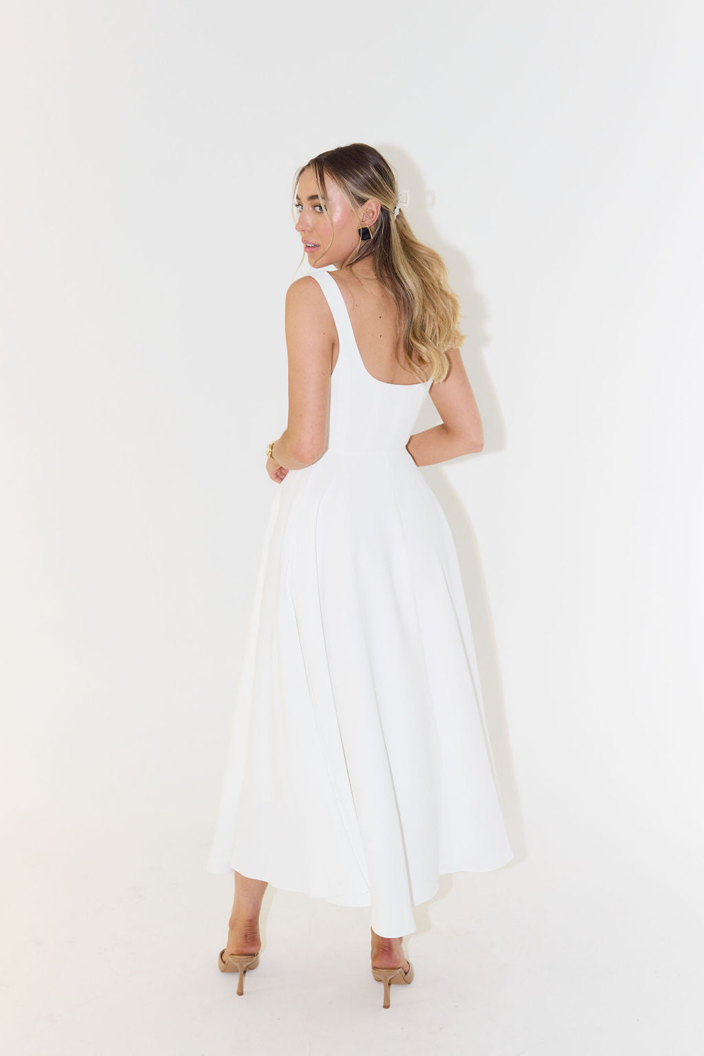 Sophiara – Square neckline grace – Midi dress-15139772498304-Santi Vento Atelier