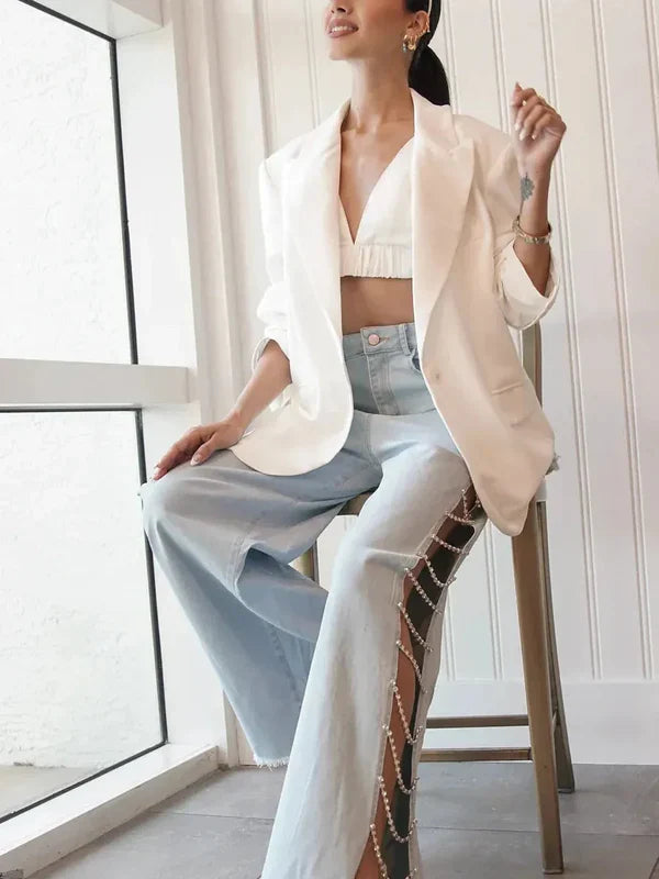 Olivetta – Cut-out design – Wide leg jeans-15140934648192-Santi Vento Atelier