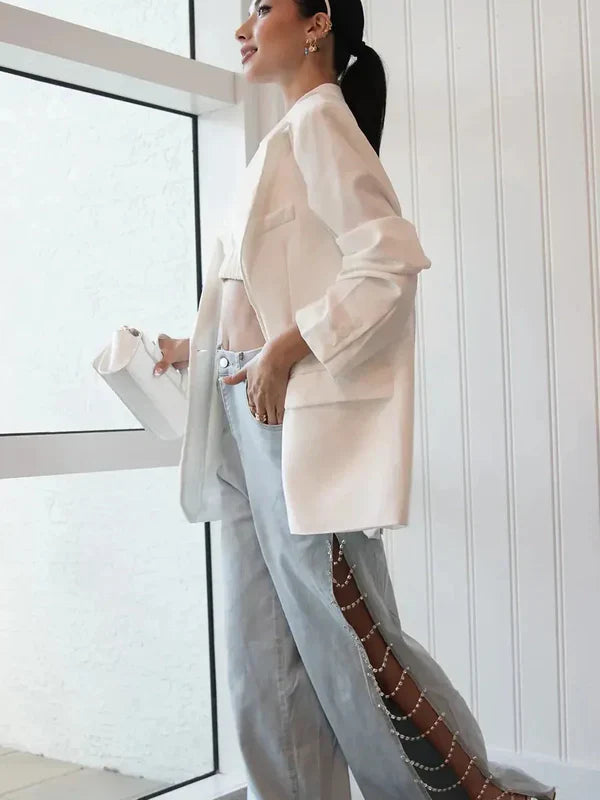 Olivetta – Cut-out design – Wide leg jeans-15140934648192-Santi Vento Atelier